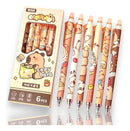 Kit 6 Canetas Apagáveis Capivara Filó Papelaria Fofa Kawaii