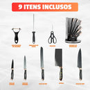 Jogo de Facas Gourmet 9 Peças Inox + Amolador (PROMOÇÃO)