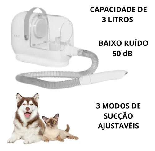 Aspirador e Tosador de Pelos para Pets 3L Baixo Ruído (PROMOÇÃO)