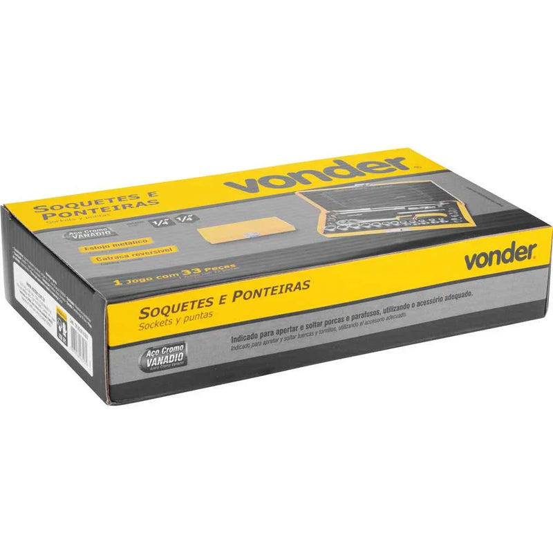 Jogo de Soquetes 1/4" Profissional 33 Peças Vonder (PROMOÇÃO)